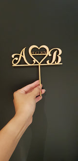 Initials heart cake topper - Craft Me Pretty (CMP Lasercraft - Perth Laser cutting)