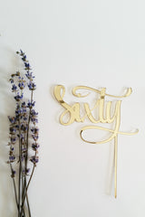Sixty cake topper - Craft Me Pretty (CMP Lasercraft - Perth Laser cutting)name cake topper, perth cake topper, silver acrylic cake topper, cake topper perth, 18th birthday cake topper, laser cut cake topper, personalised cake topper, perth cake topper, perth personalised cake topper